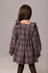 Square Neck Gray Strips Dress